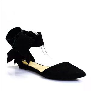 Aminah Abdul Jillil Sz 10 Black Suede Bow Flats